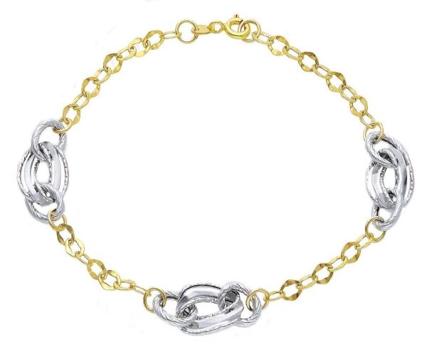 Immagine di Bracciale da donna oro giallo / bianco 9k | 20 cm
