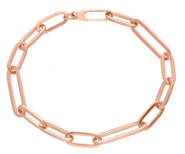 Imagen de Pulsera malla Paperclip oro rosa 18k | 19 cm