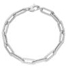 Imagen de Pulsera malla Paperclip estriada oro blanco 18k | 19 cm