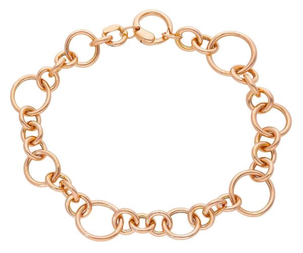 Imagen de Pulsera malla Rolo alternada oro rosa 18k | 19 cm