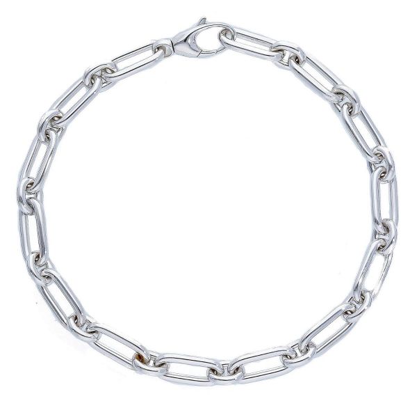 Imagen de Pulsera malla Rolo oro blanco 18k | 19 cm