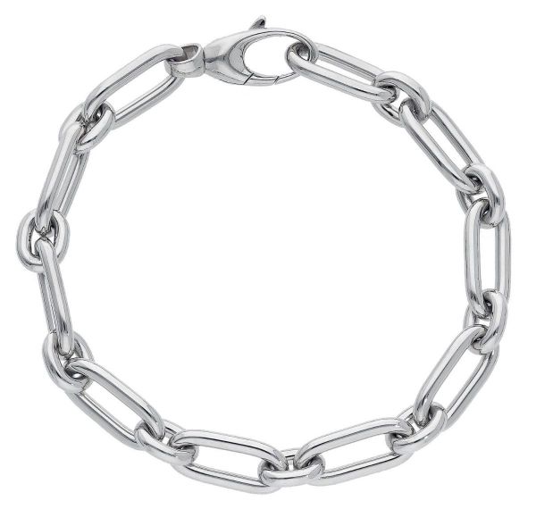 Imagen de Pulsera malla Rolo oro blanco 18k | 19 cm