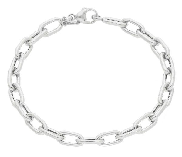 Imagen de Pulsera malla Rolo oro blanco 18k | 19 cm