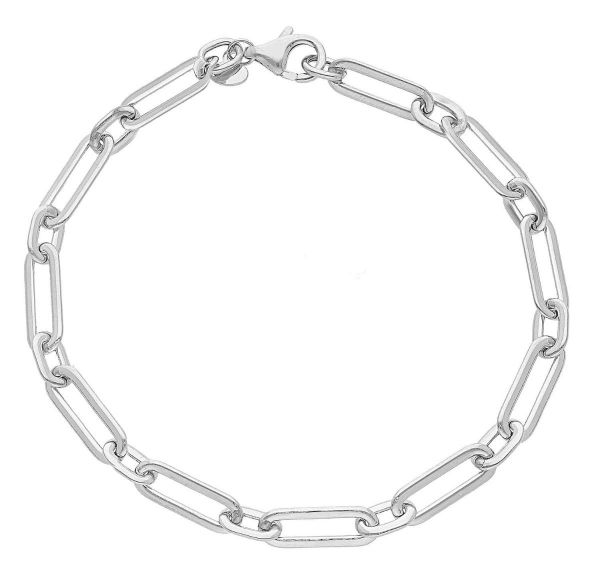 Imagen de Pulsera malla Rolo oro blanco 18k | 19 cm