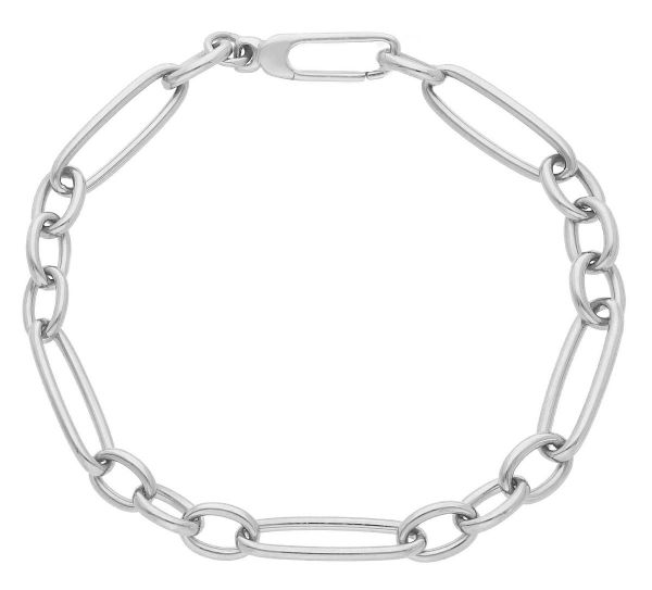 Imagen de Pulsera malla Rolo oro blanco 18k | 19 cm