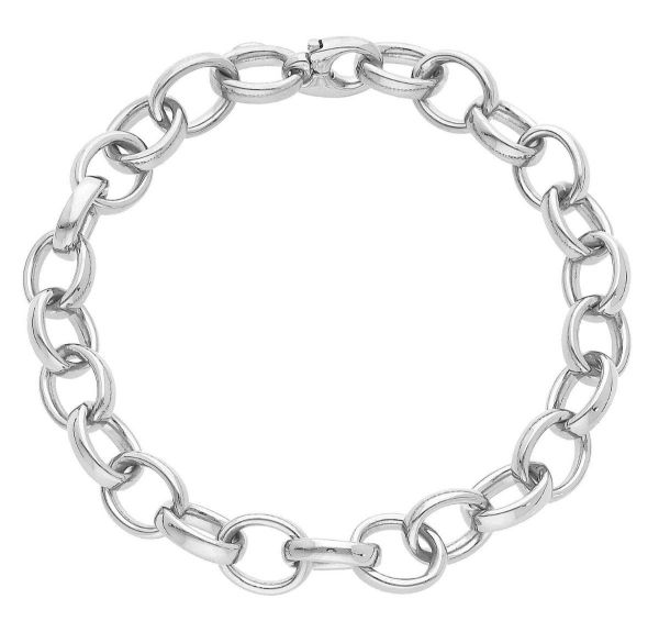 Imagen de Pulsera malla Rolo oro blanco 18k | 20 cm