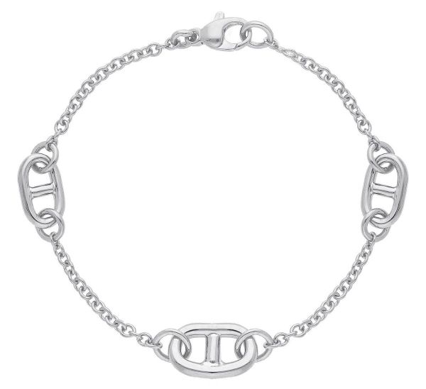 Picture of 18k white gold Anchor link Bracelet | Made in Italy | 19 cm