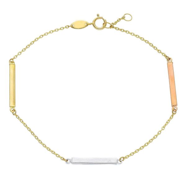 Picture of 18k tricolor gold Bracelet | Made in Italy | Ultralight | 17+1 cm