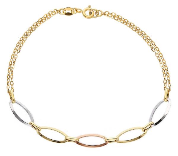 Imagen de Pulsera ultraligera oro tricolor 18k | 20 cm