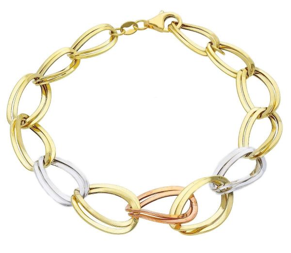 Imagen de Pulsera ultraligera oro tricolor 18k | 20 cm