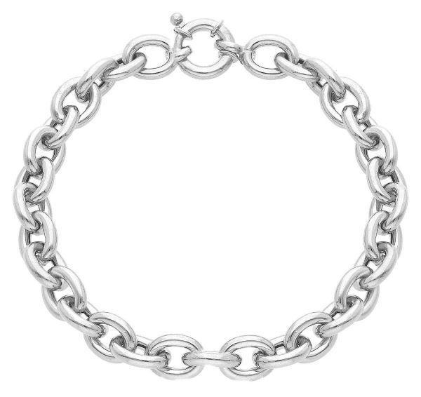 Imagen de Pulsera Rolo oval para hombre y mujer oro blanco 18k | 20 cm