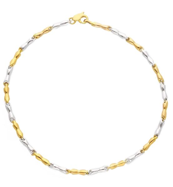 Imagen de Pulsera tubular para hombre oro amarillo / blanco 9k | 21 cm