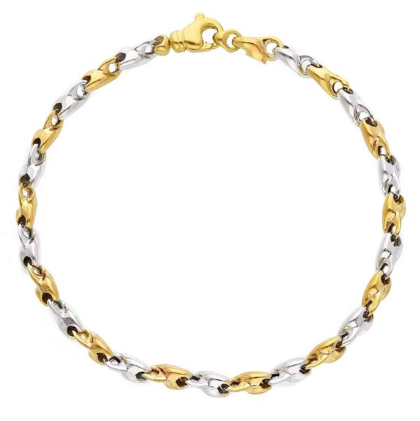 Picture of 9k yellow / white gold men's tubular Bracelet | 21 cm