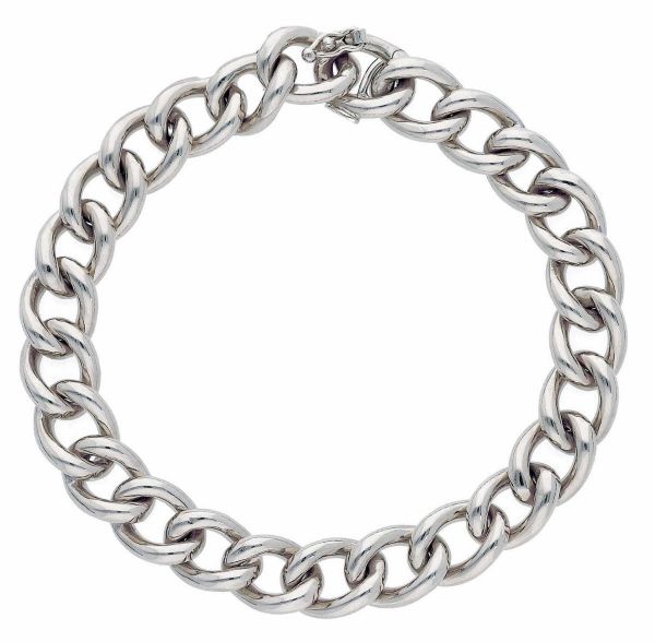 Imagen de Pulsera para hombre malla Cubana oro blanco 18k | 20 cm