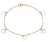 Imagen de Pulsera Corazones de hilo charms oro tricolor 18k | 20 cm