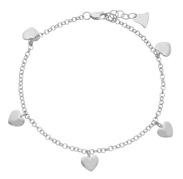 Picture of Solid 18k white gold Hearts charms Bracelet | 17+2 cm