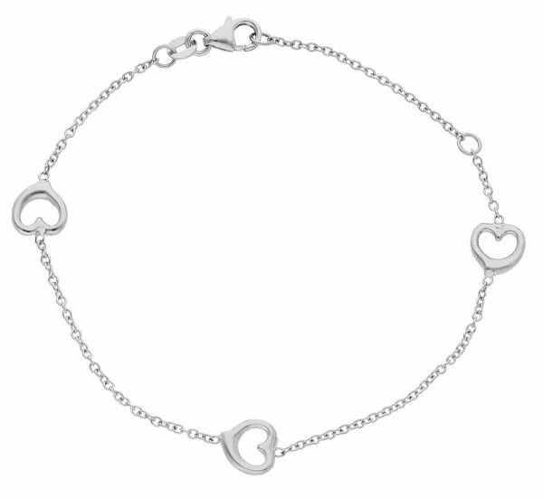 Immagine di Bracciale Cuore a filo oro bianco 18k | 15+3 cm