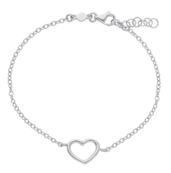 Immagine di Bracciale Cuore a filo oro bianco 18k | 16+2 cm