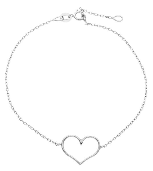 Immagine di Bracciale Cuore a filo oro bianco 18k | 17+2 cm