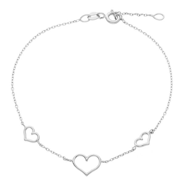 Imagen de Pulsera Corazón de hilo oro blanco 18k | 17+2 cm