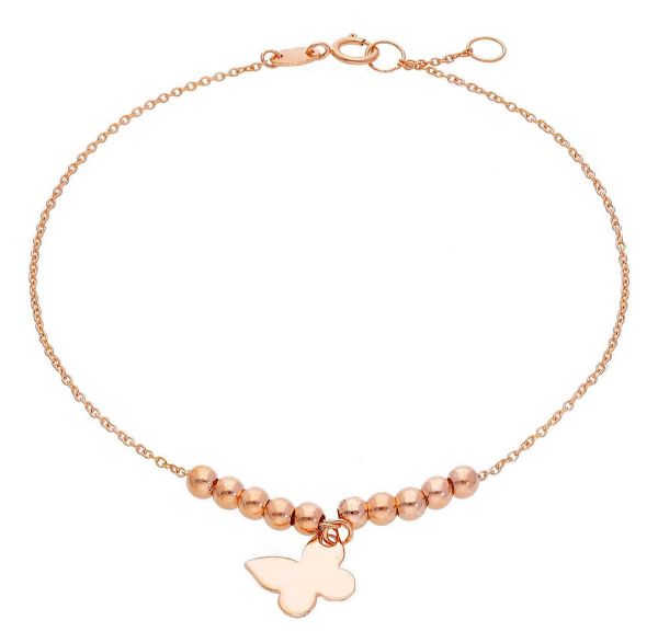 Imagen de Pulsera Mariposa oro rosa macizo 18k | 18 cm