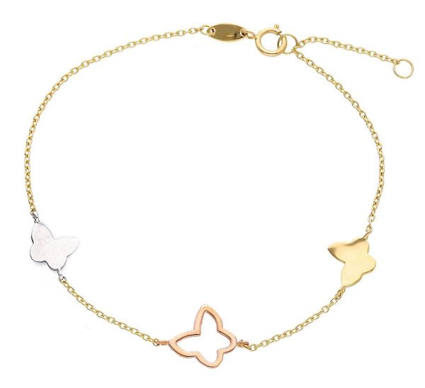 Immagine di Bracciale Farfalla oro tricolor 18k | 17+2 cm
