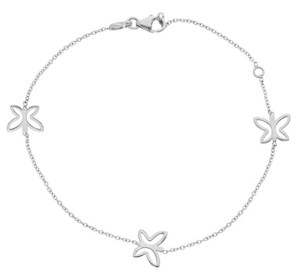 Imagen de Pulsera Mariposas de hilo oro blanco 18k | 15+3 cm