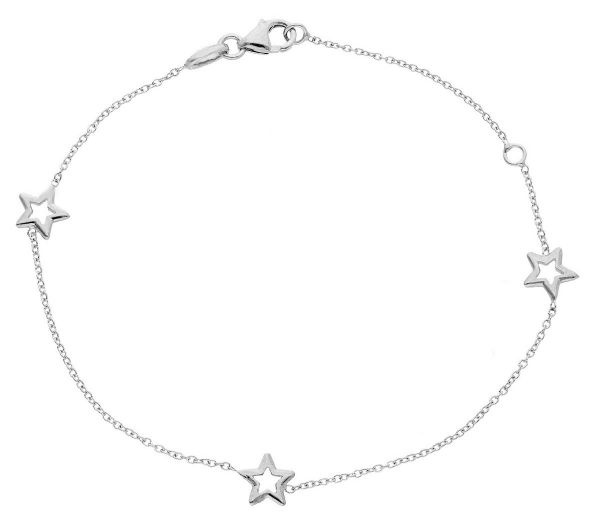 Imagen de Pulsera Estrellas de hilo oro blanco 18k | 15+3 cm