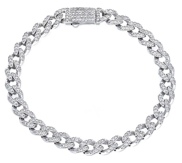 Imagen de Pulsera para hombre oro blanco 18k piedras | 19 cm