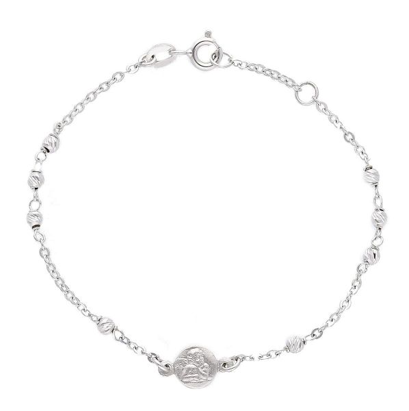 Imagen de Pulsera Recién Nacido Ángel oro blanco 18k | 15,5 cm