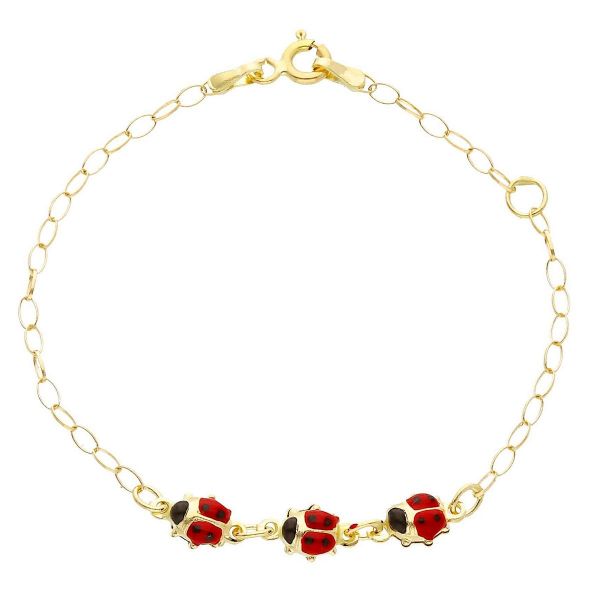 Immagine di Bracciale per Neonato Coccinella oro giallo 18k smalto | 16 cm 