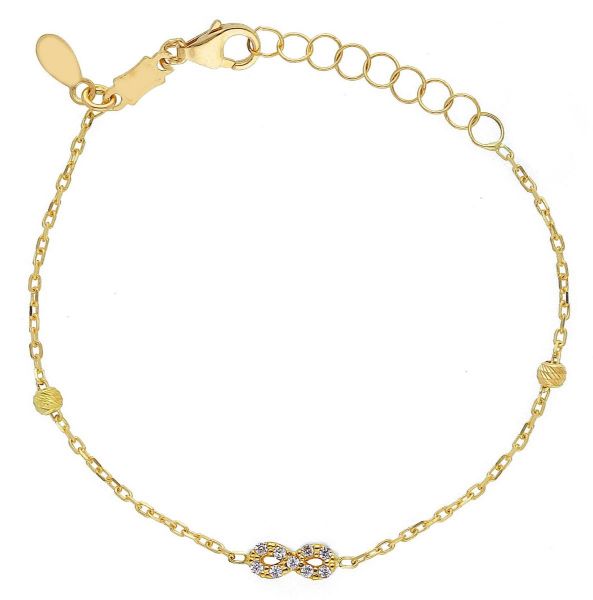 Imagen de Pulsera de Nacimiento bebe Infinito oro amarillo 18k circones | 12+2 cm