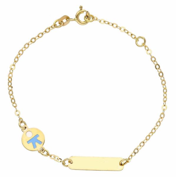 Immagine di Bracciale Nascita Bimbo oro giallo 18k smalto | Tag | 14+2 cm