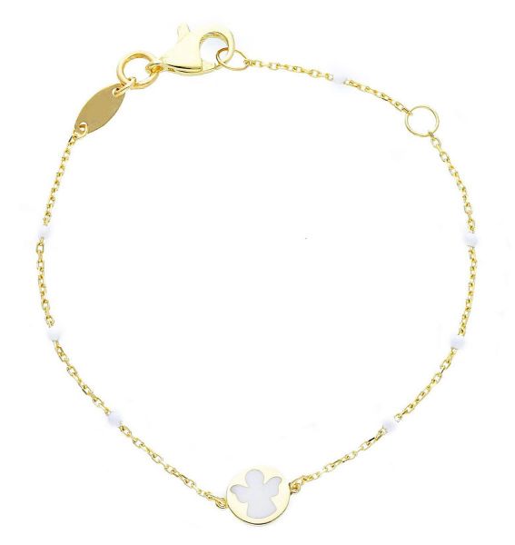 Imagen de Pulsera Ángel oro amarillo 9k y esmalte | 14 cm