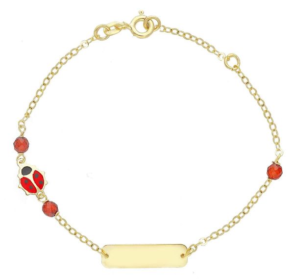 Immagine di Bracciale Coccinella oro giallo 9k smalto | Tag personalizzato | 14+2 cm 