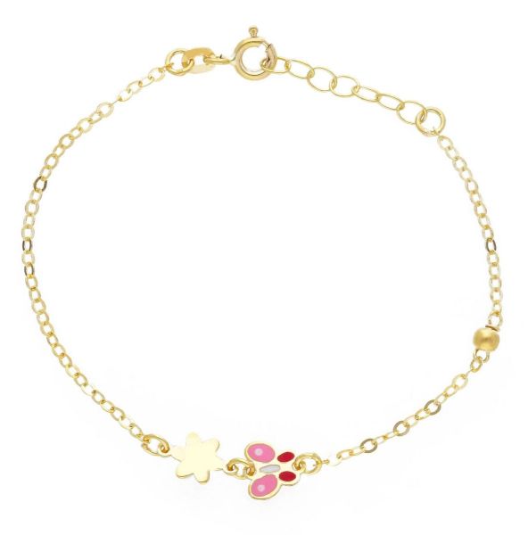 Immagine di Bracciale Farfalla oro giallo 9k e smalto | 16 cm 
