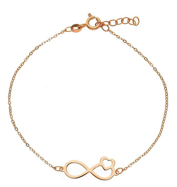 Imagen de Pulsera símbolo Infinito oro rosa 9k | 17 cm