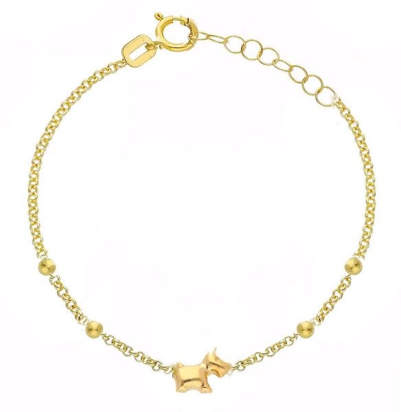 Imagen de Pulsera Perrito oro amarillo 18k | 14 cm