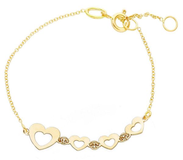 Imagen de Pulsera Corazón oro amarillo 18k | 14 cm