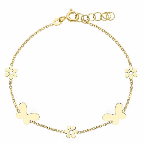 Immagine di Bracciale Farfalla e Fiori oro giallo 18k | 14 cm 