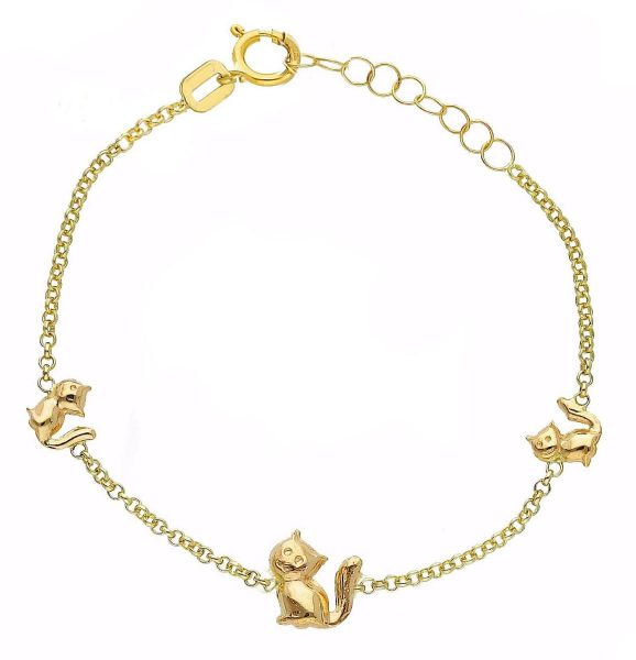Immagine di Bracciale Gatti oro giallo 18k | 14 cm 
