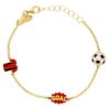 Imagen de Pulsera Camiseta Fútbol Milan roja/negra oro 18k | 14 cm
