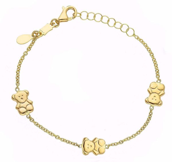 Imagen de Pulsera Osito oro amarillo 18k | 14 cm