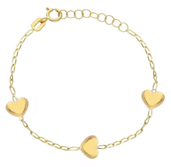 Imagen de Pulsera Corazones oro amarillo 18k | 14,5 cm