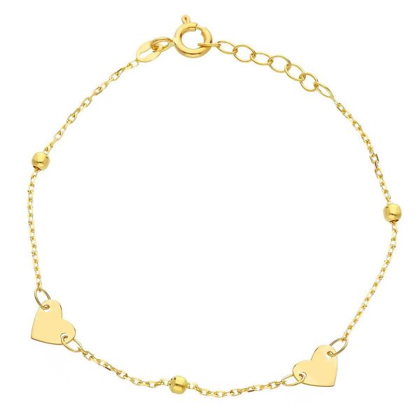 Immagine di Bracciale Cuori e sfere oro giallo 18k | 14+2 cm 