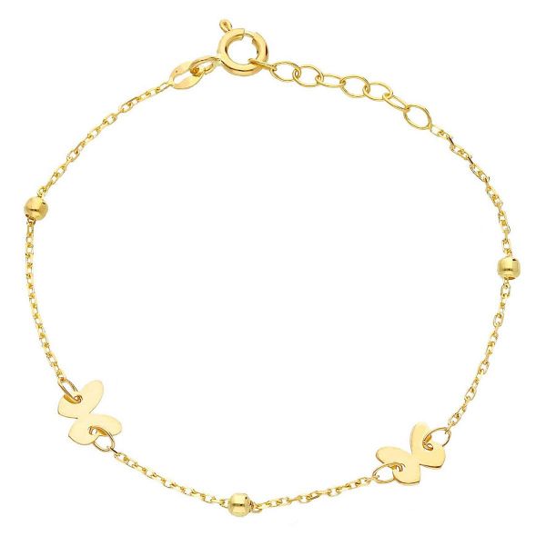 Immagine di Bracciale Farfalla e sfere oro giallo 18k | 14+2 cm 