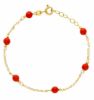 Immagine di Bracciale baby oro giallo 18k e corallo | 14+2 cm 