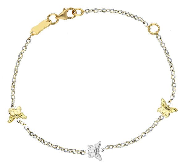 Immagine di Bracciale Farfalle oro bicolor 18k | 15,5 cm
