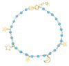 Immagine di Bracciale Luna e Stelle oro giallo 18k turchese | 15+2 cm 