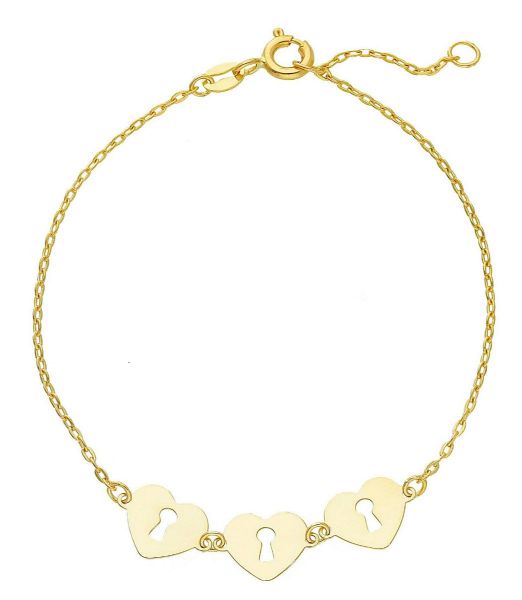 Immagine di Bracciale Cuore e Lucchetto oro giallo 18k | 16 cm 